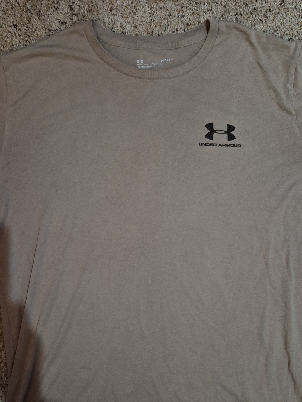 Under Armour Men's Short Sleeve Crew Tee in Taupe with Black Logo